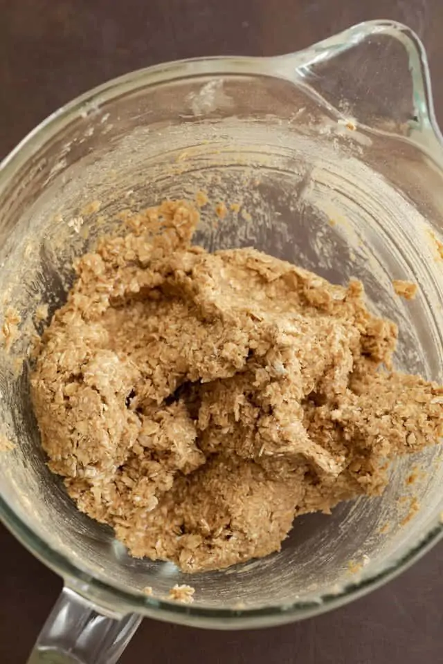 oatmeal cookie dough in glass bowl