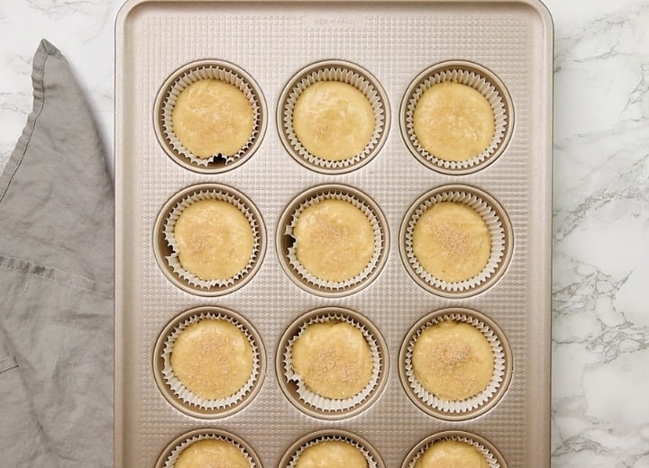 unbaked muffins in muffin tin