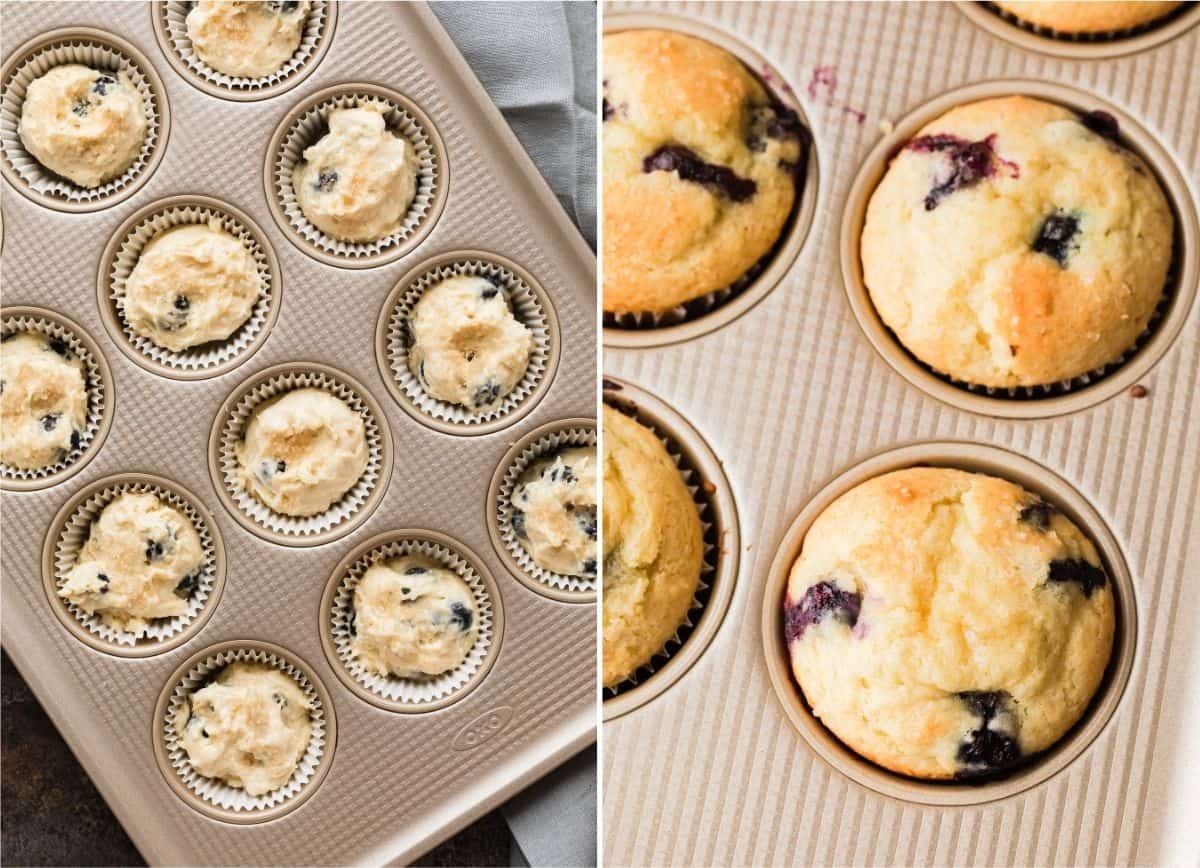 process shots for baking blueberry muffins
