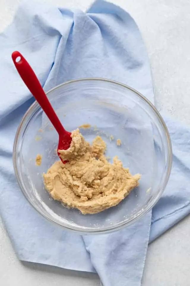 cookie dough in a glass bowl