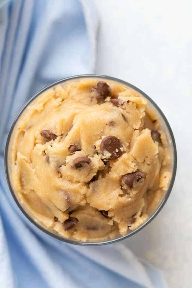 close up of edible cookie dough