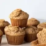 whole wheat banana muffins stacked