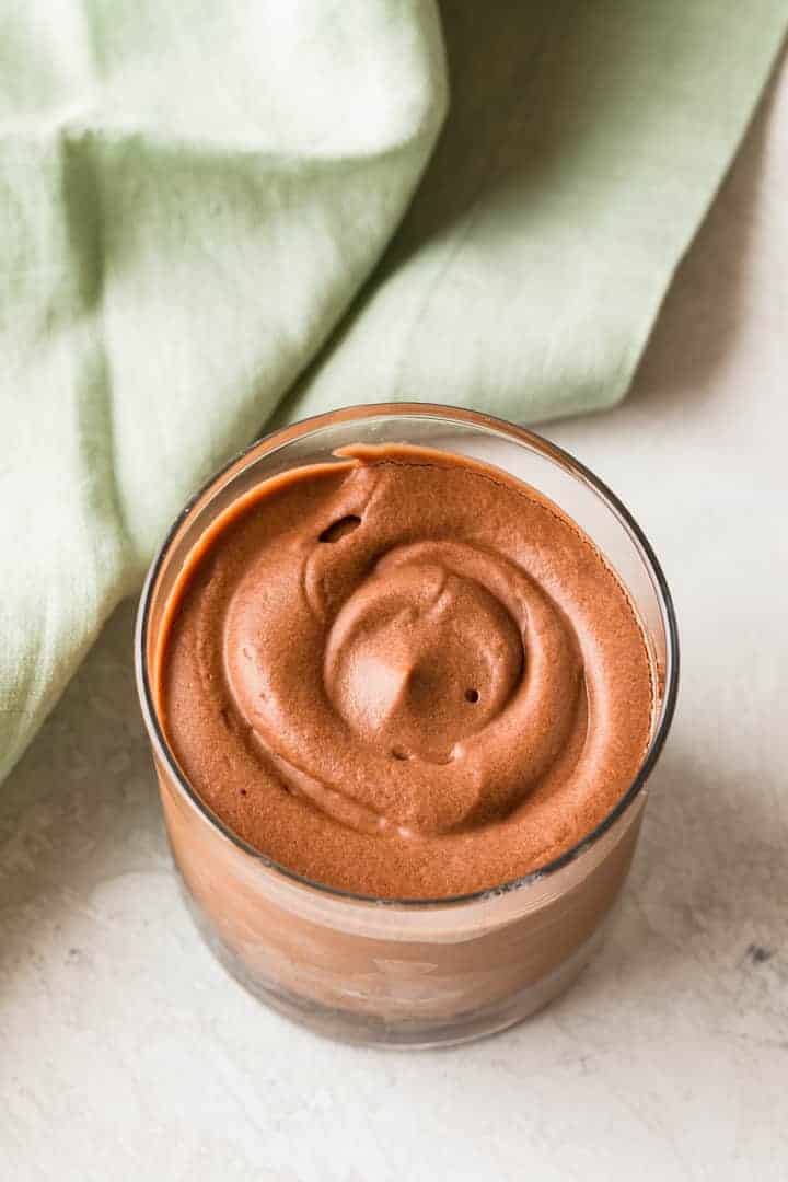 classic chocolate mousse in a glass cup