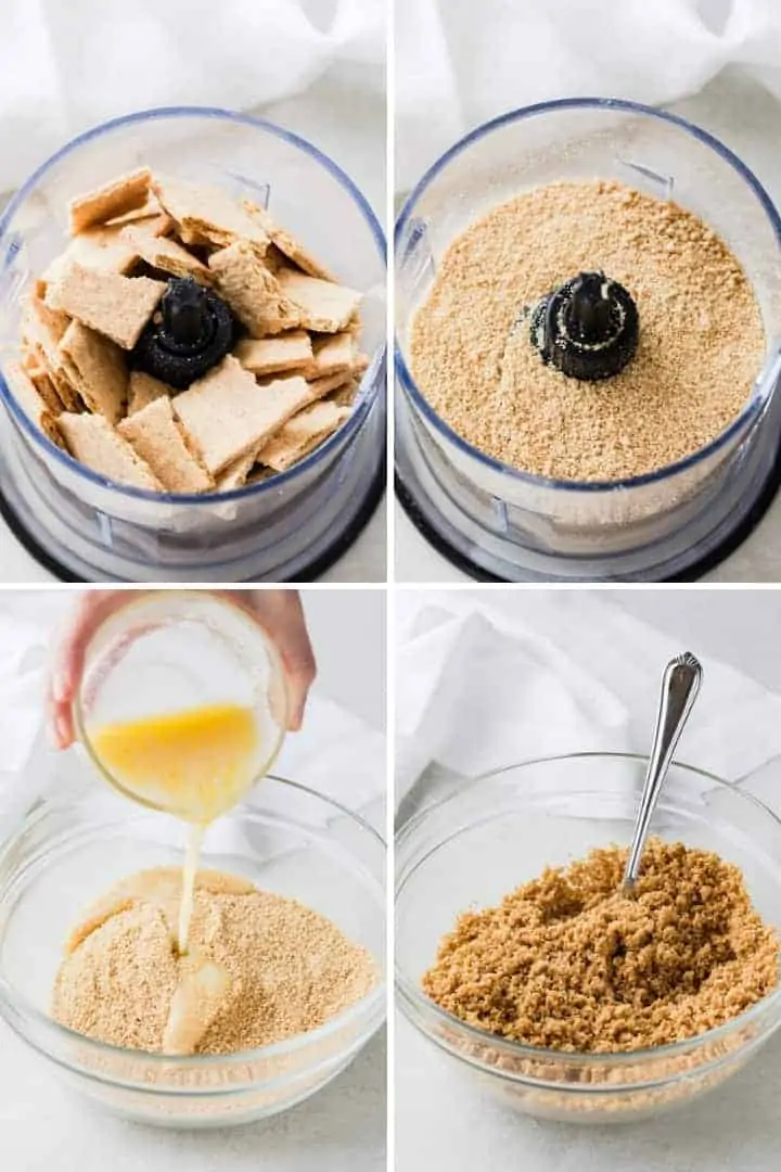 process shots for making graham cracker crust