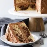 slice of marble cake on white plate