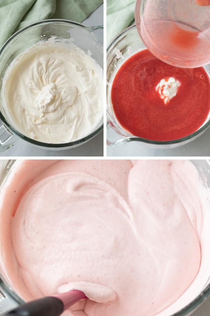 process shots for making strawberry mousse