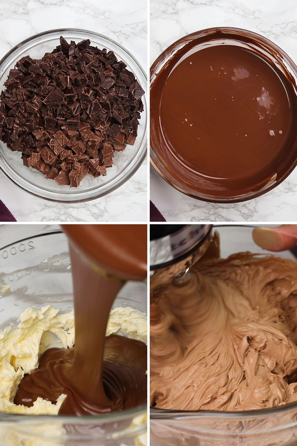 whipped chocolate frosting process shots