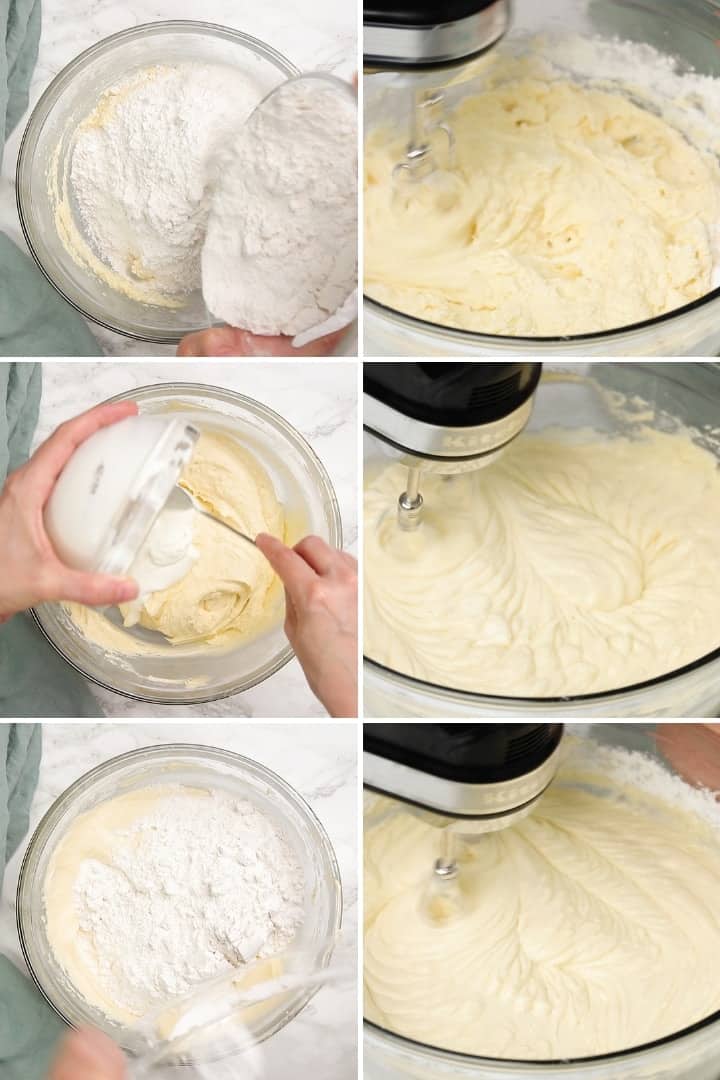 process shots for making sour cream pound cake