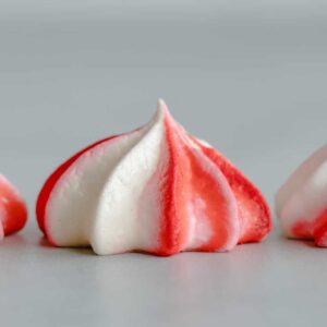 Close up of a Peppermint meringue cookie