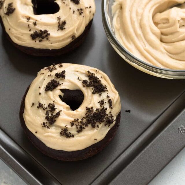 Chocolate donut with peanut butter frosting