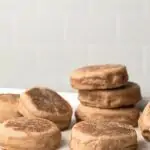 100% whole wheat English muffins on a baking sheet