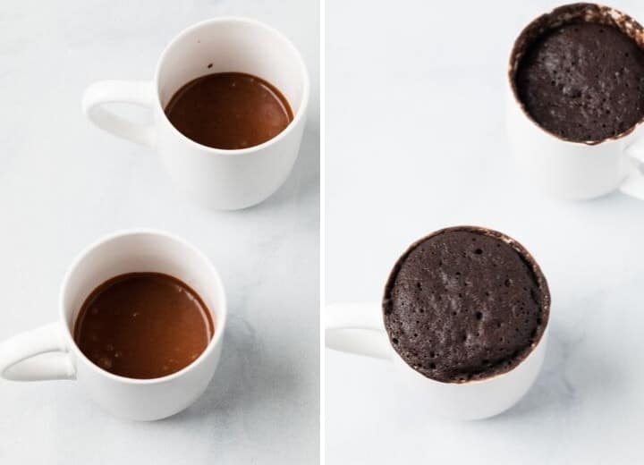 process shots for cooking chocolate mug cake