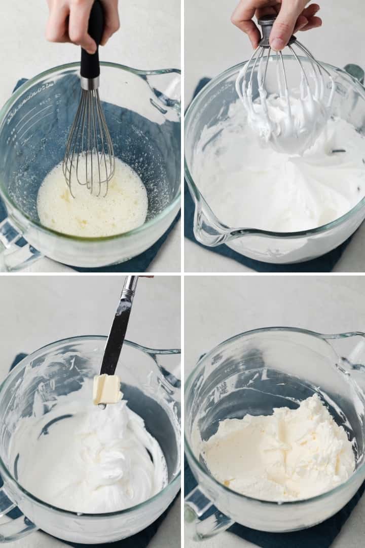 process shots for making swiss meringue buttercream
