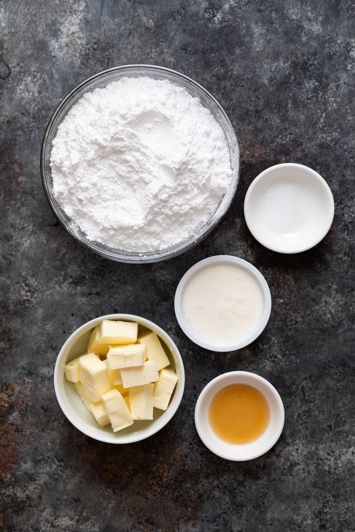 Ingredients for buttercream frosting.