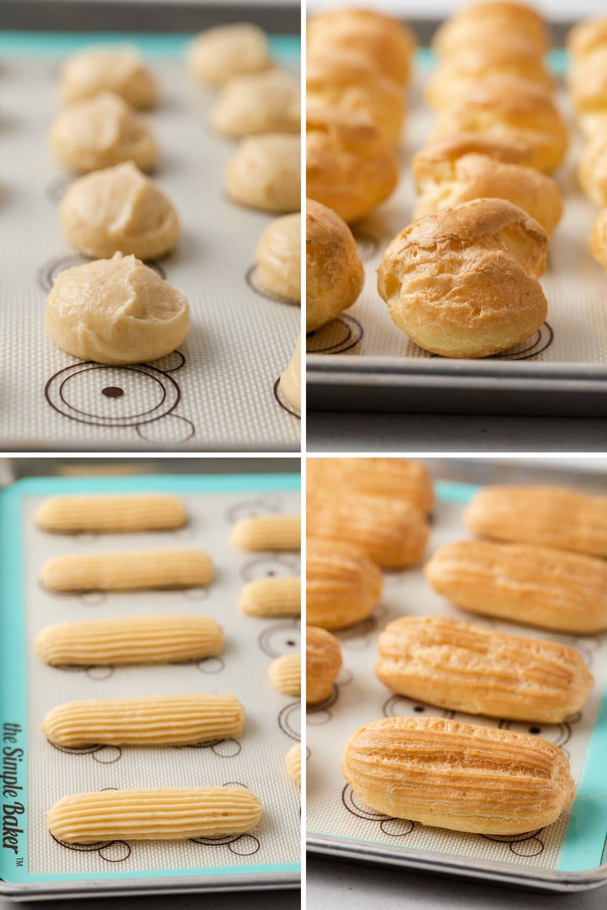 Process shots for baking choux pastry.
