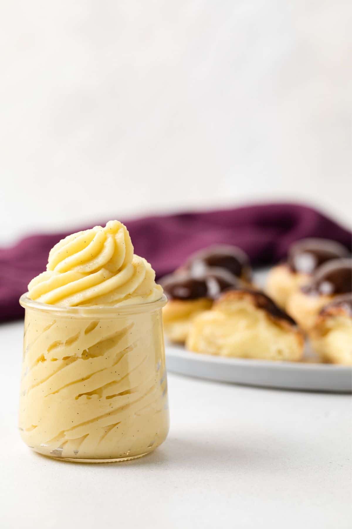 Pastry cream in a glass jar.