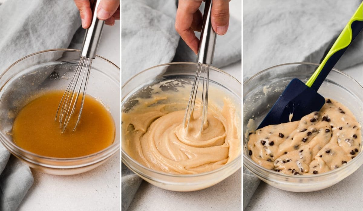 process shots showing how to make edible cookie dough