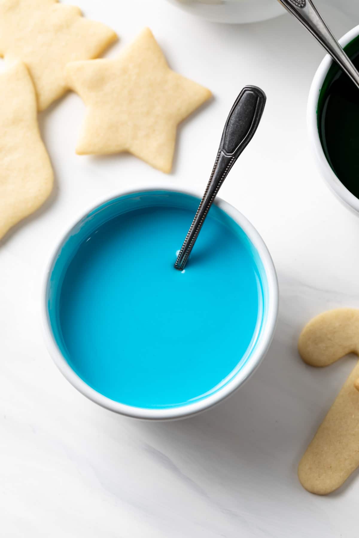 bowl of blue sugar cookie icing