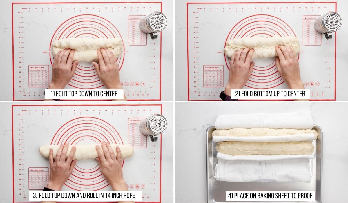process shots showing how to shape baguettes