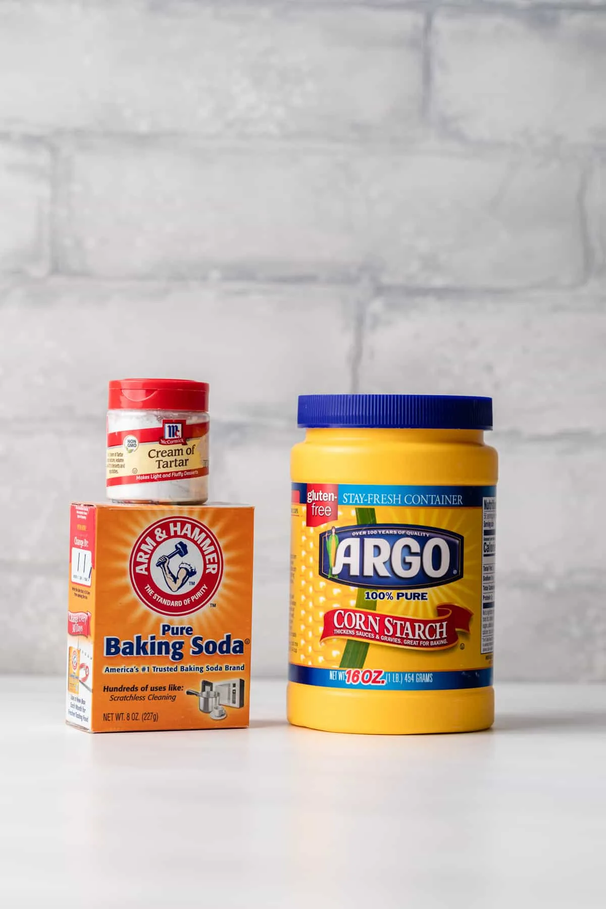 baking soda, cornstarch, and cream of tartar