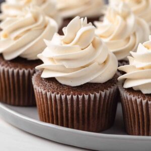 Close up of Dr Pepper Cupcakes.