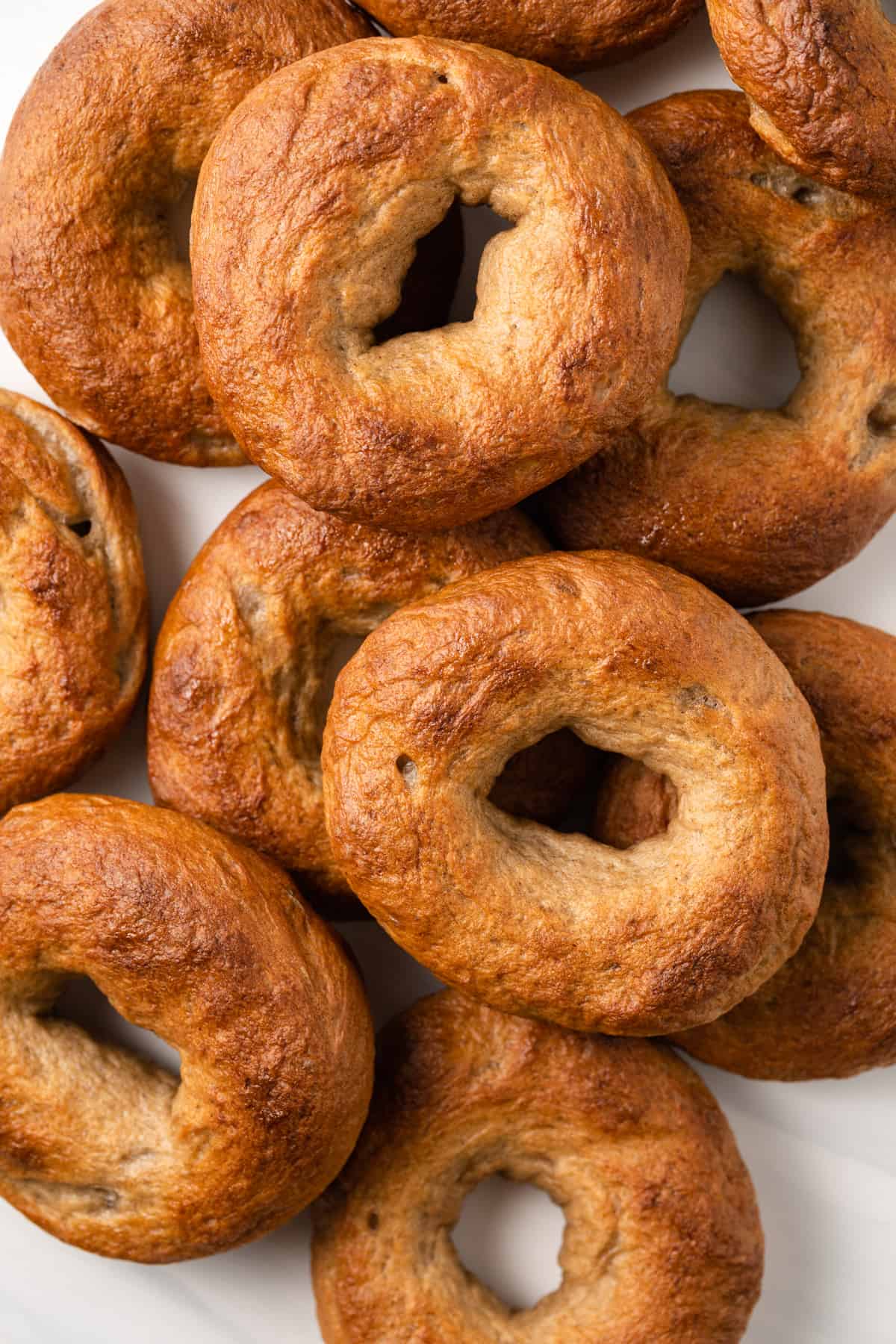 Pile of whole Maple Cinnamon Bagels