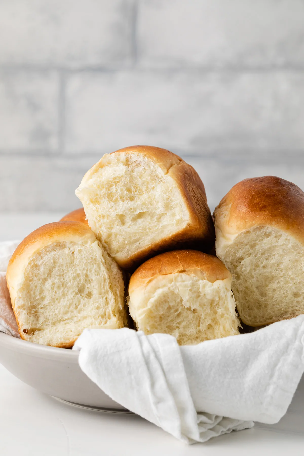 Yeast dinner rolls in a bowl