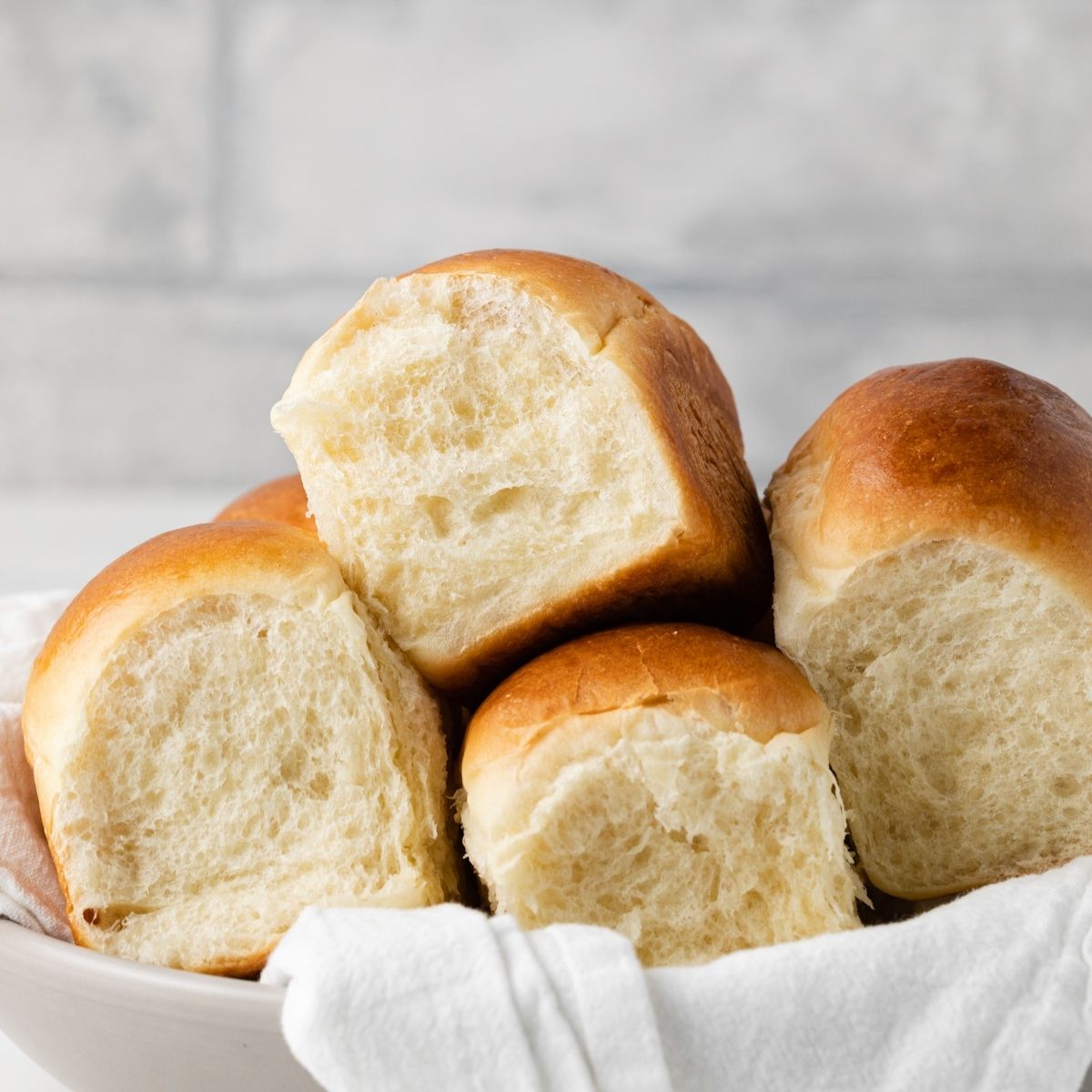 Yeast dinner rolls in a bowl