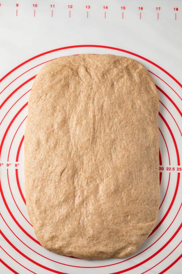 Dough rolled into a rectangle