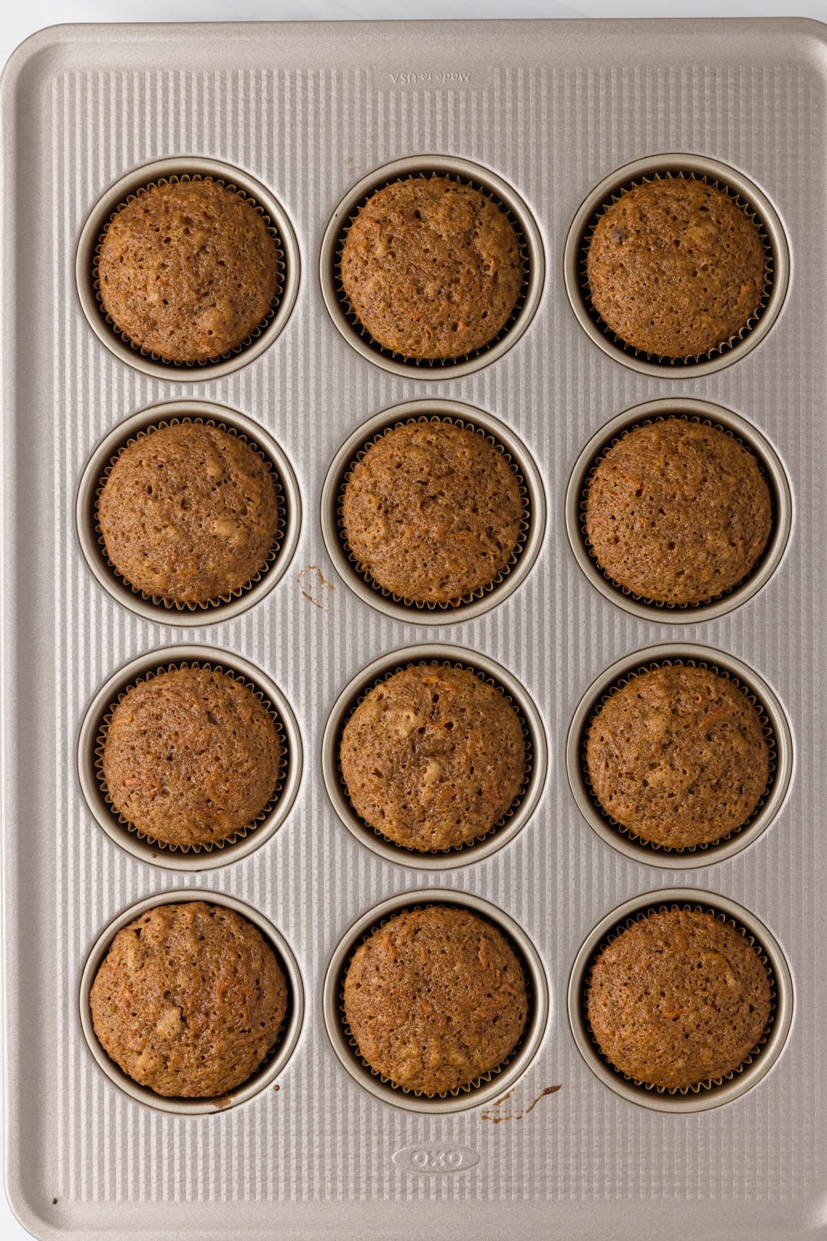 Cupcakes in a muffin pan.