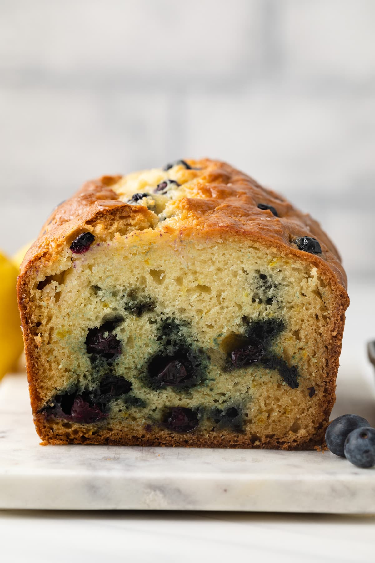 Lemon blueberry bread open face.