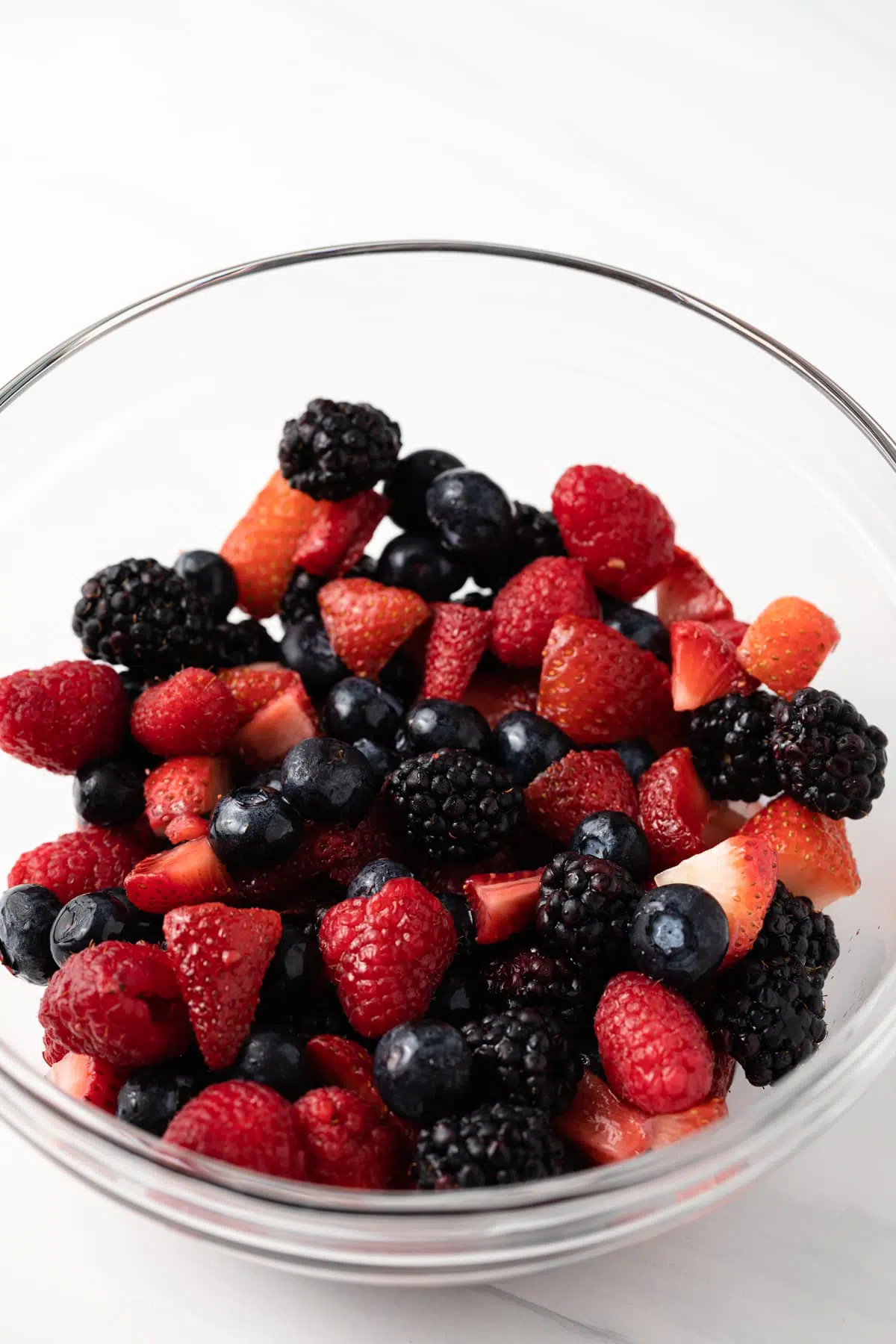 Mixed berries in glass bowl