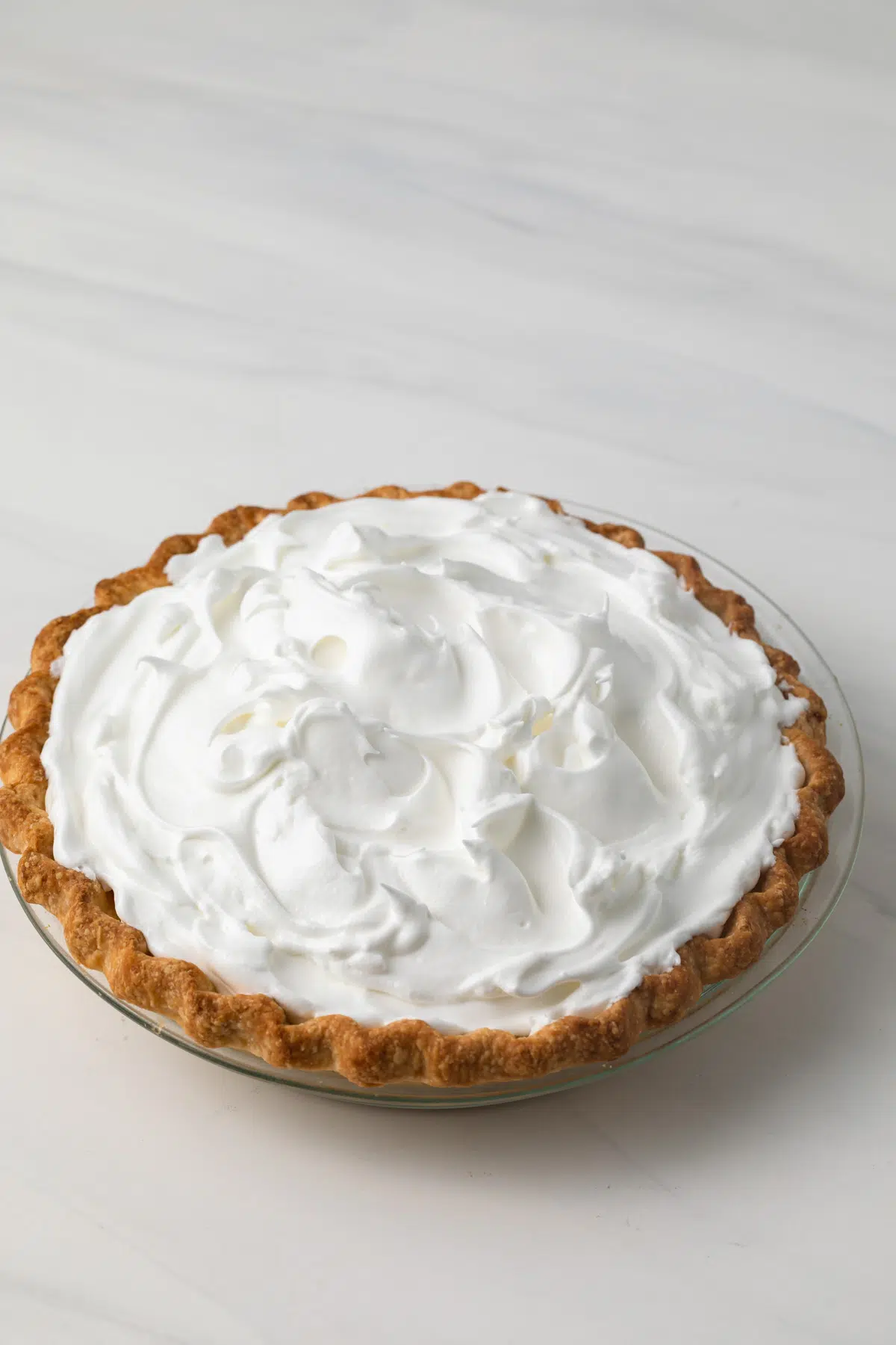 Meringue topped lemon pie.