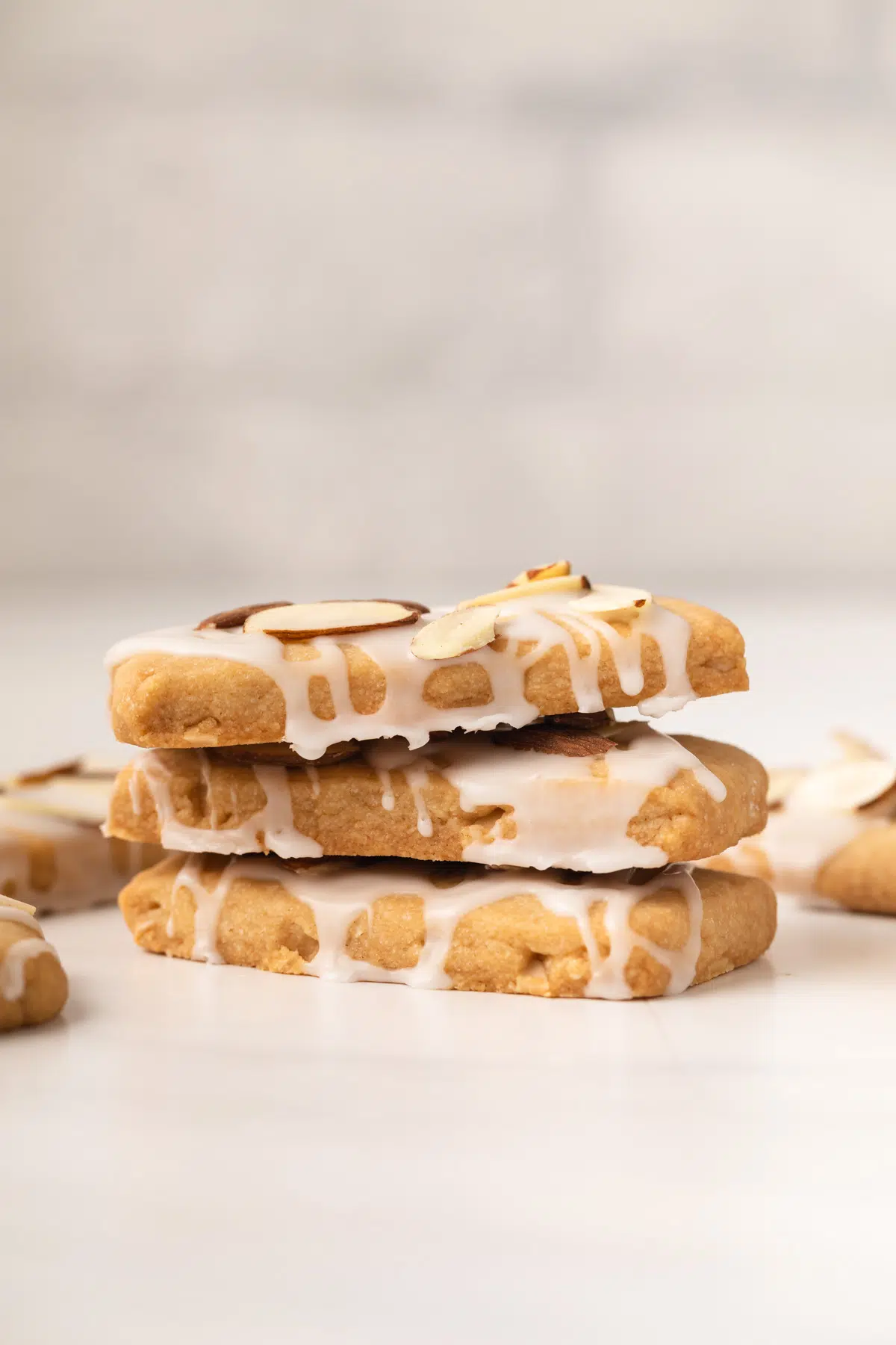 Three almond bars stacked.