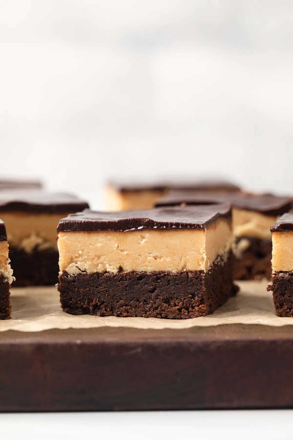 Side view of buckeye brownies.