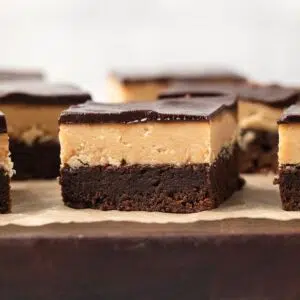 Side view of buckeye brownies.