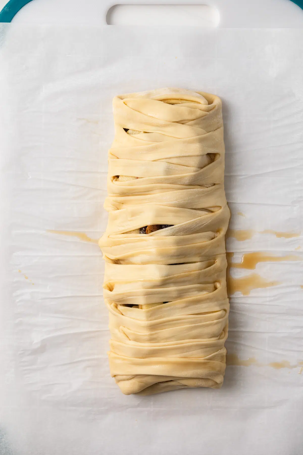 Unbaked apple strudel.