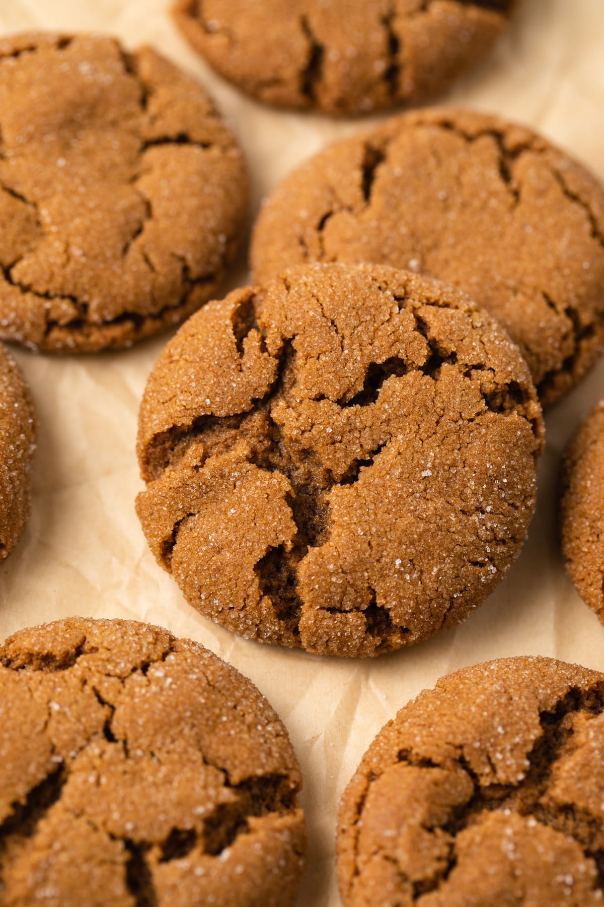 Side view of soft molasses cookies.