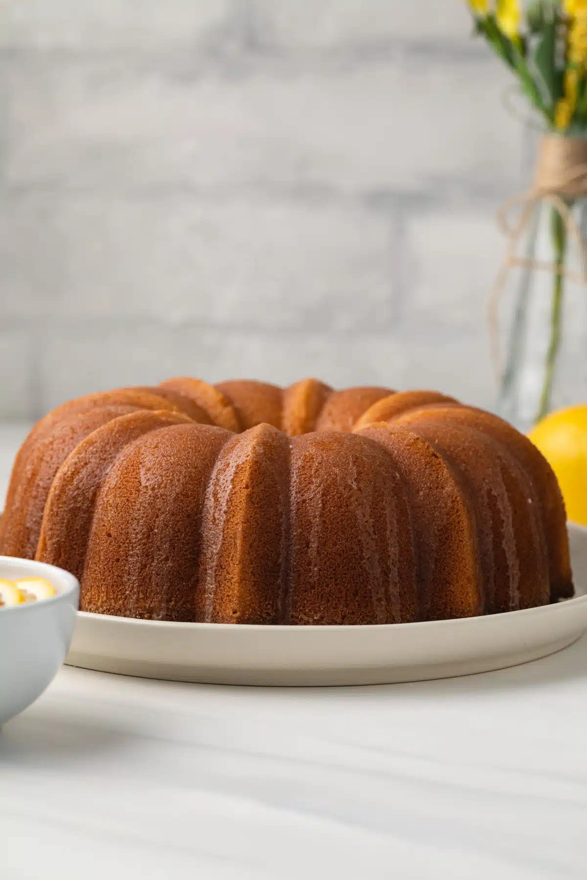 Side view of lemon pound cake.