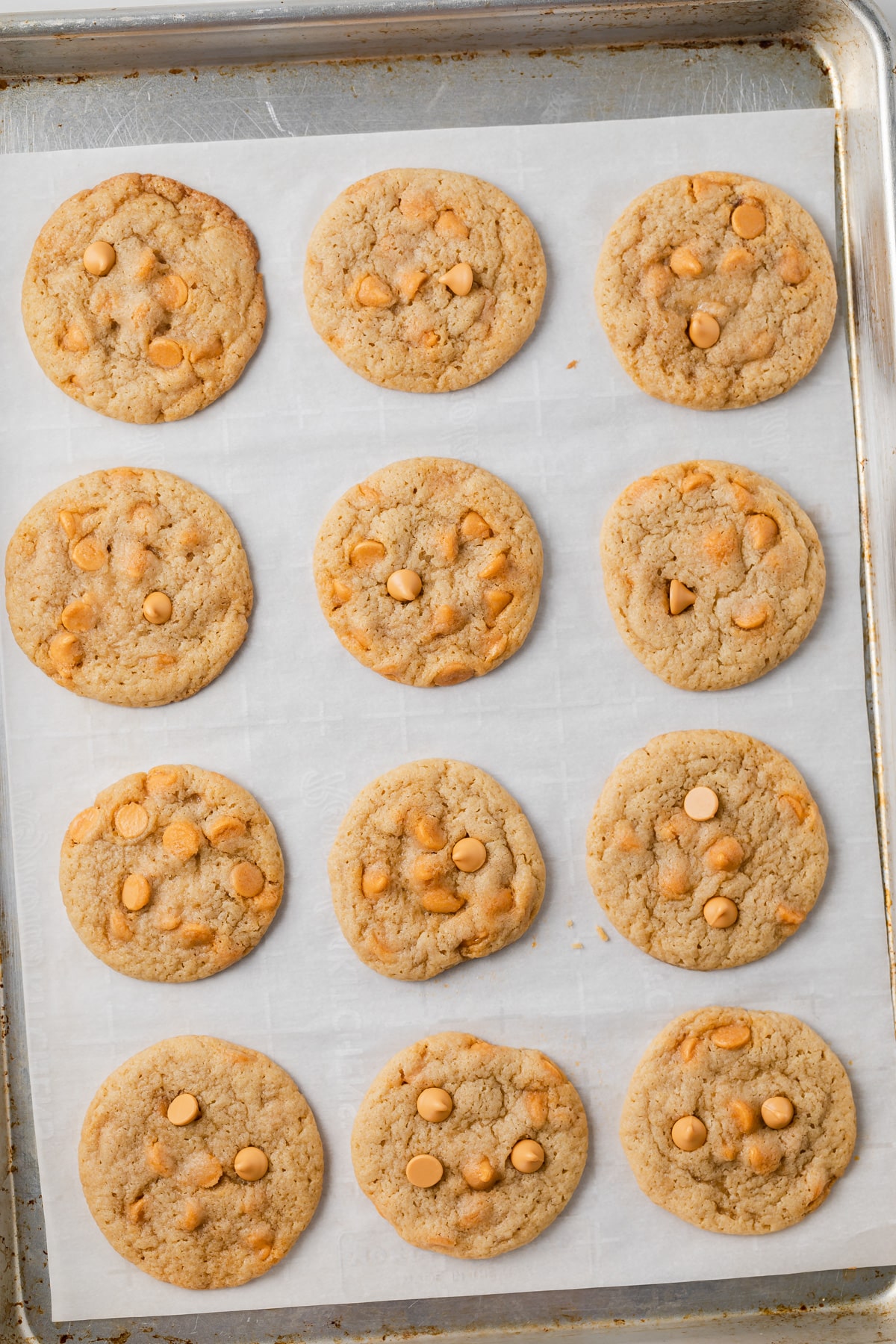 Butterscotch cookies on a baking sheet.