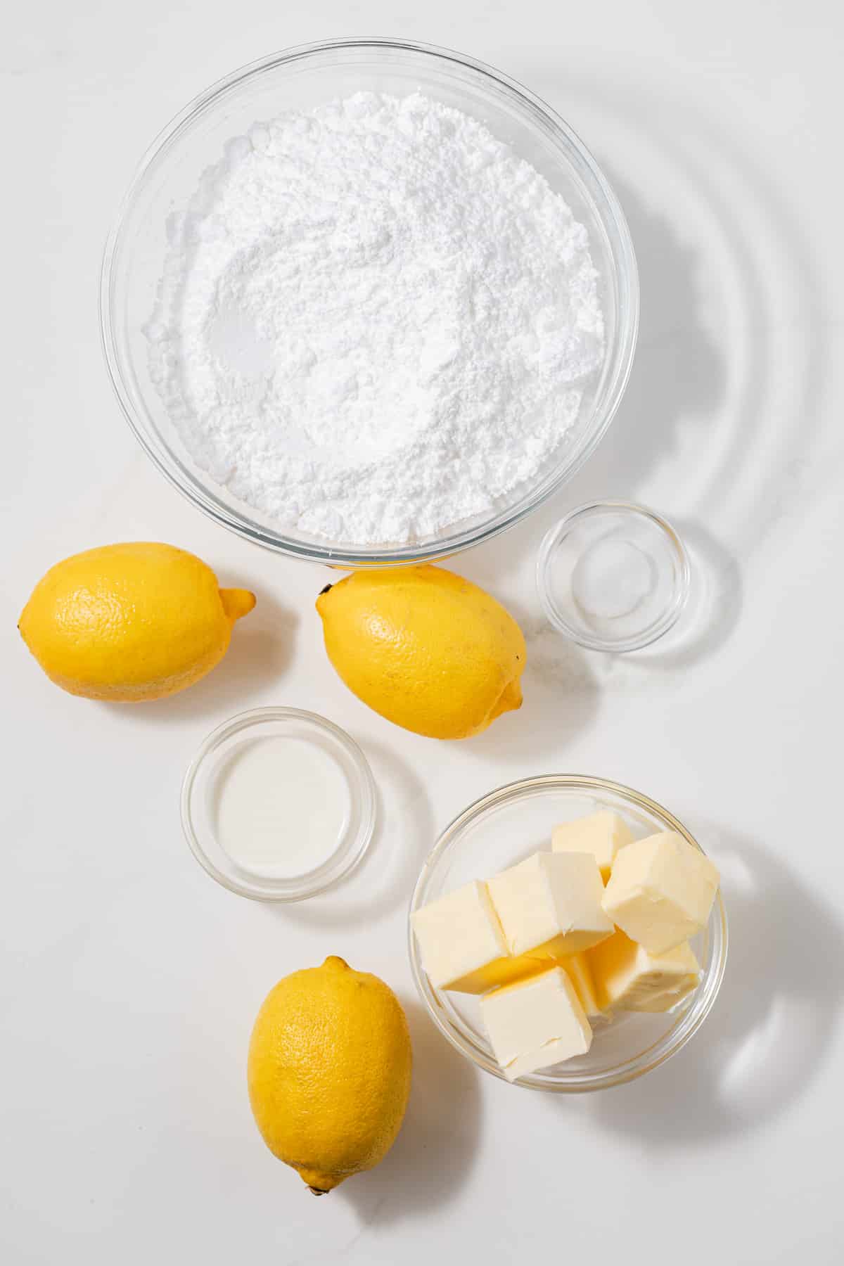 Ingredients for lemon buttercream frosting.