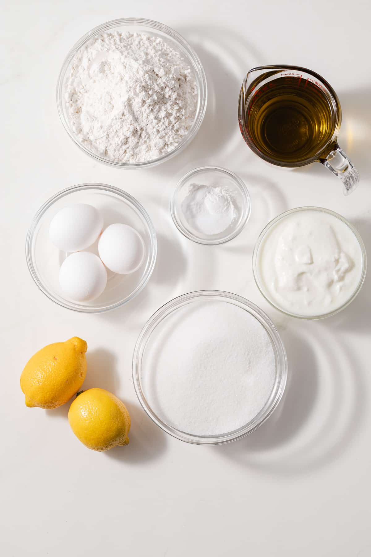 Ingredients for lemon olive oi cake.