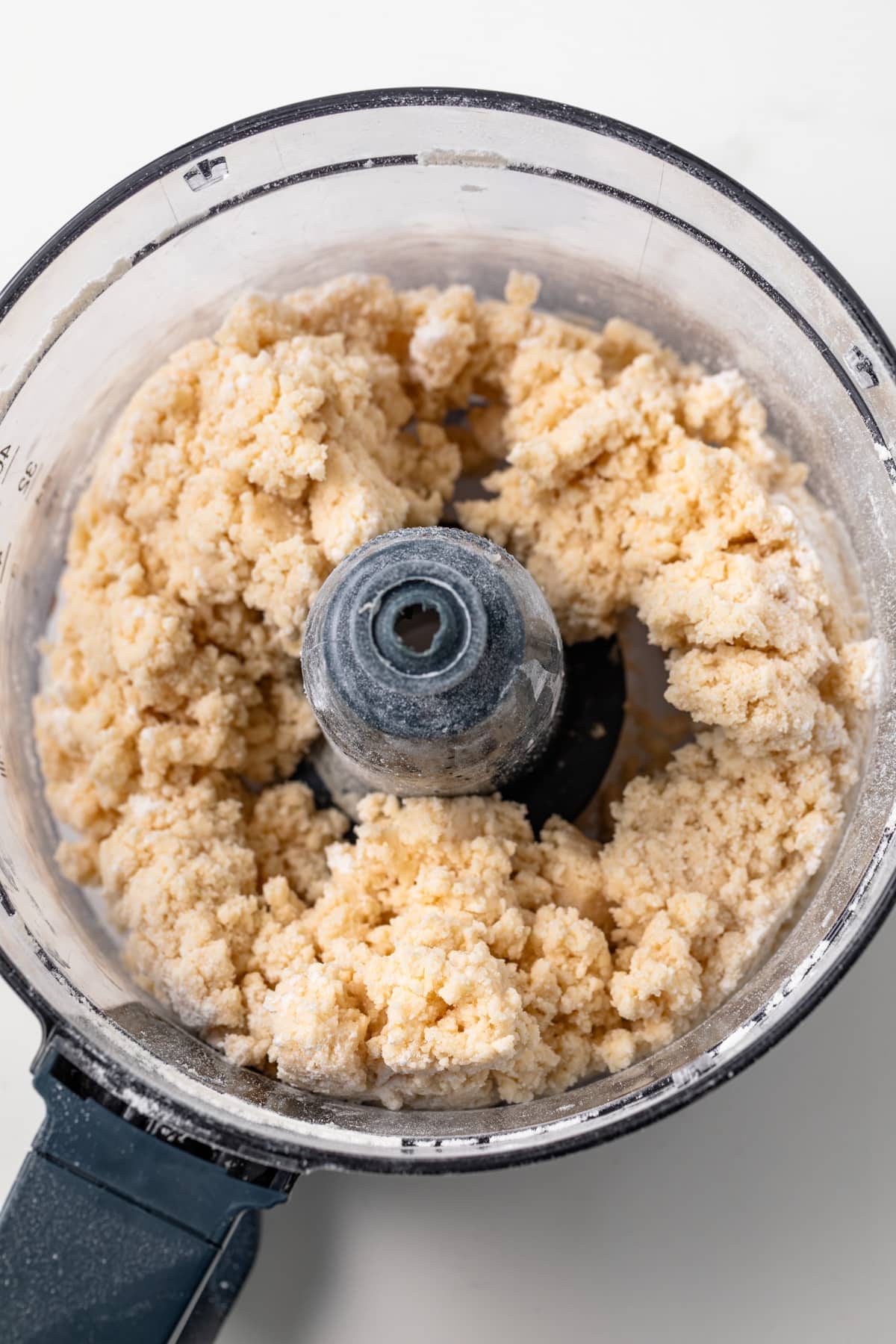 Pie dough in a food processor.