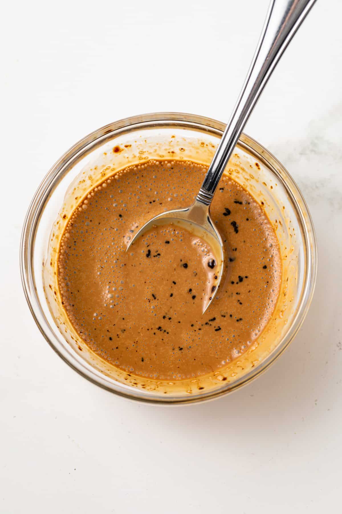 Instant coffee dissolved in heavy cream.