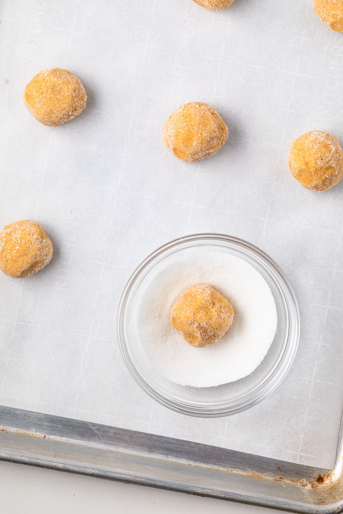 Cookie dough ball dipped in sugar.