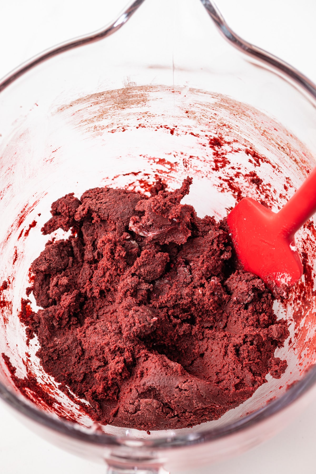 Cookie dough in a glass bowl.