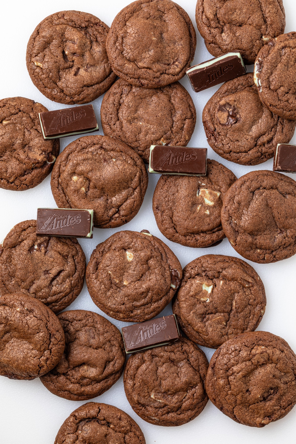 Overhead of Andes mint cookies.