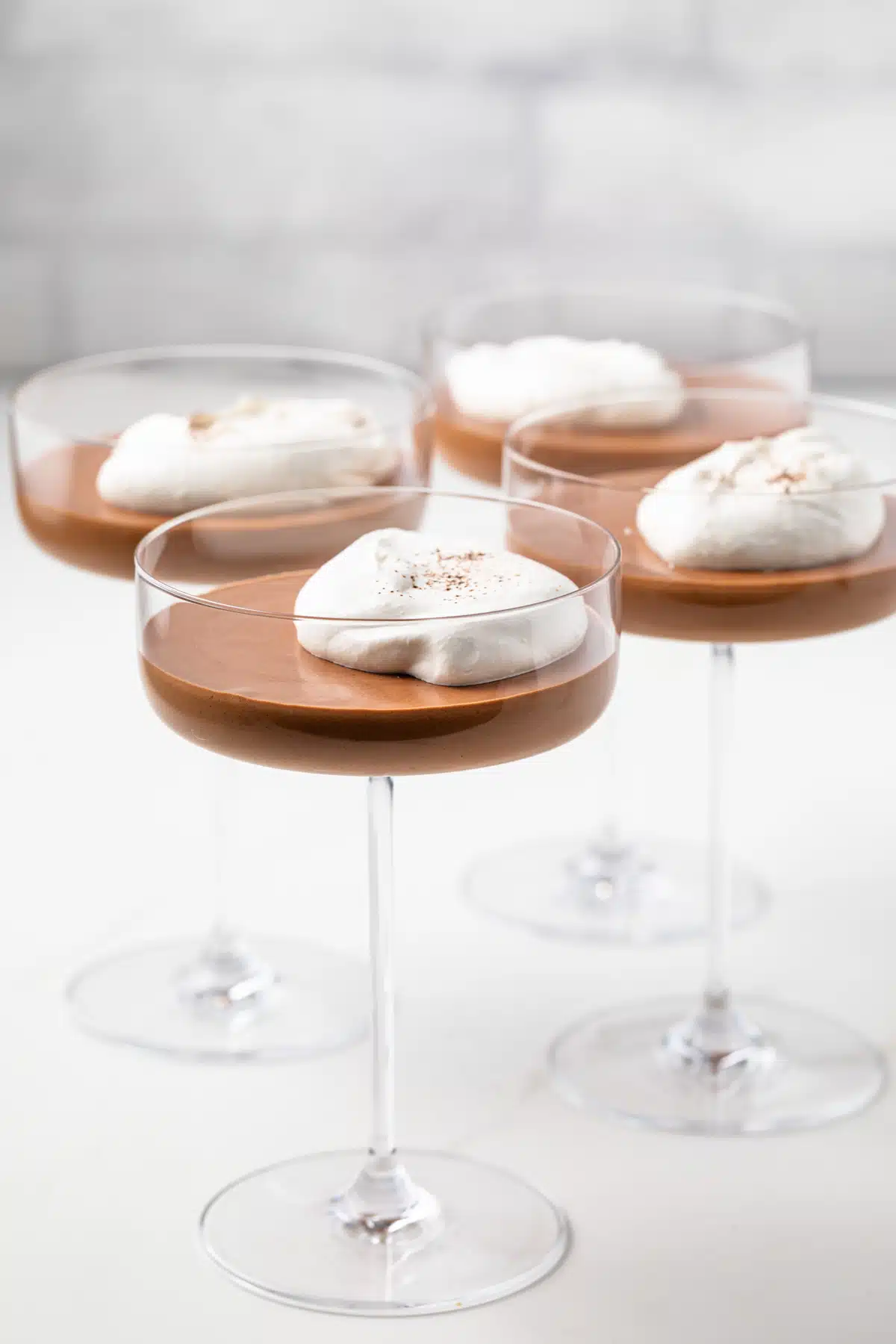 Chocolate coffee mousse in glasses.