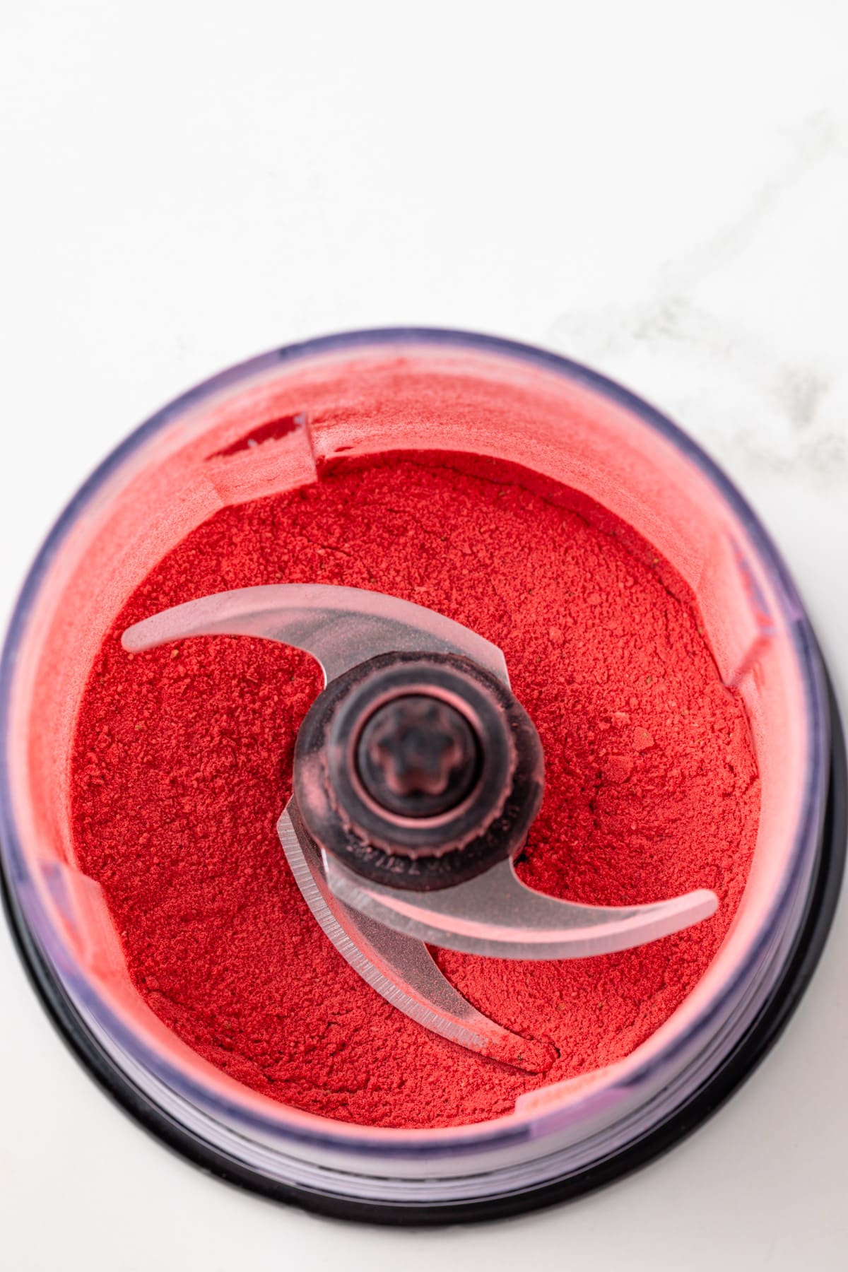 Strawberry powder in blender.